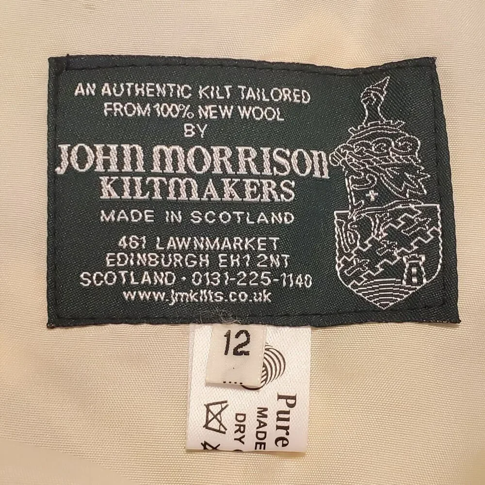 Vintage John Morrison Kiltmakers Baby Blue Plaid Mini Skirt Sz 12 Pure New Wool